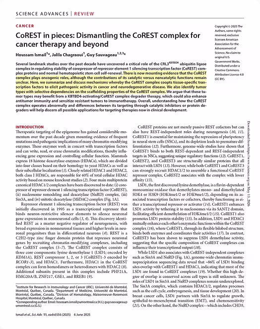 Image of an article: CoREST in pieces: Dismantling the CoREST complex for cancer therapy and beyond